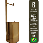Lixeira Inox Quadrada Com Papeleira Red Gold Padrão Deca