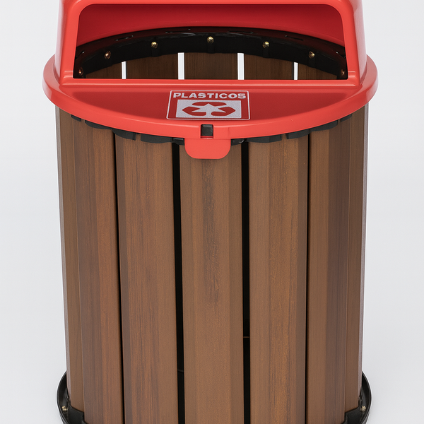 Lixeira Madeira Plástica Ecológica 67l Para Jardim E Parques