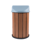 Lixeira Marrom Madeira Plástica 100 Litros - Tampa Cinza MBS