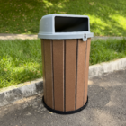 Lixeira Marrom Madeira Plástica 100 Litros - Tampa Cinza MBS
