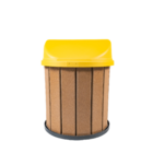 Lixeira Marrom Madeira Plástica 75 Litros - Tampa Amarela MBS