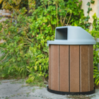 Lixeira Marrom Madeira Plástica 75 Litros - Tampa Cinza MBS