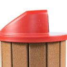 Lixeira Marrom Madeira Plástica 75 Litros - Tampa Vermelha MBS