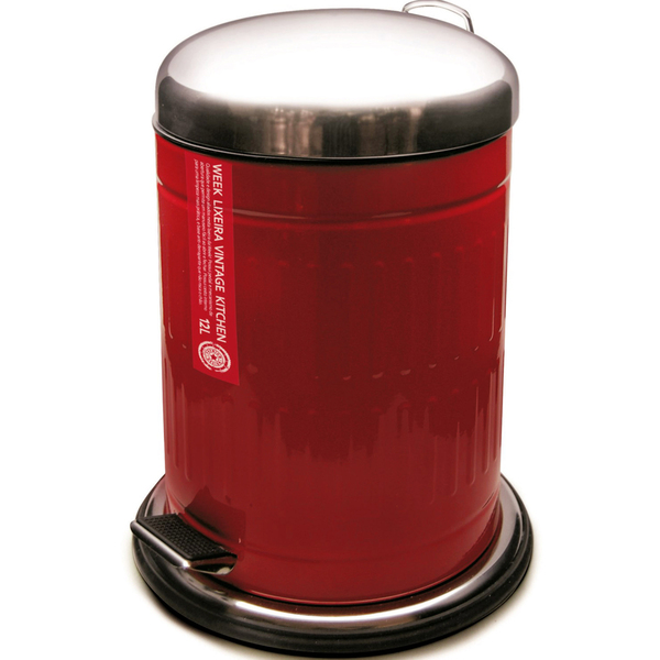 Lixeira Metal Galvanizado 12 Litros Retrô Week Vintage Casa V