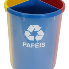 Lixeira Mix 25 Litros Coleta Seletiva Com 3 Divisões Amarelo/