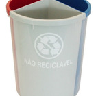 Lixeira Mix 25 Litros Coleta Seletiva Com 3 Divisões Azul/ver