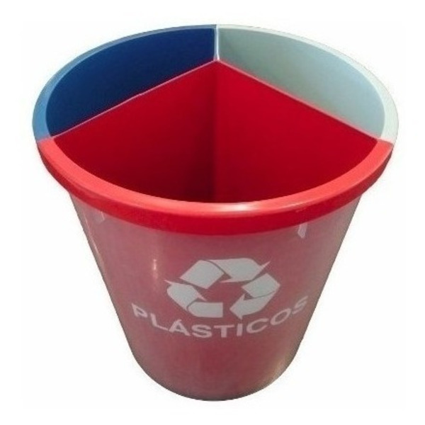 Lixeira Mix 25 Litros Coleta Seletiva Com 3 Divisões Azul/ver