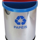 Lixeira Mix Em Aço Inox Com 2 Divisões Coleta Seletiva Mix2i