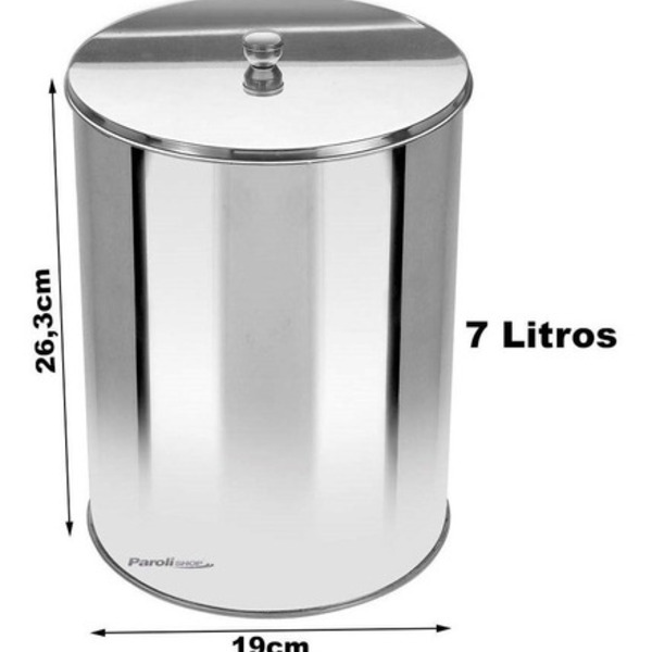 Lixeira Office Redonda Com Tampa Em Aço Inox 7l - Or2