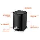 Lixeira para Banheiro Aço Preto 6L com Pedal Brinox