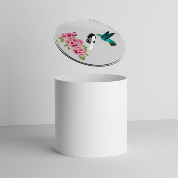 Lixeira Para Banheiro Decorada Com Rosas E Beija-flor