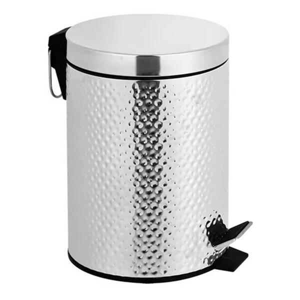 Lixeira Para Banheiro E Cozinha De Inox Polido Martelada 5 Li