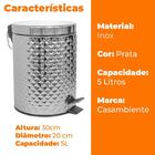 Lixeira Para Banheiro E Cozinha De Inox Polido Rombus 5 Litro