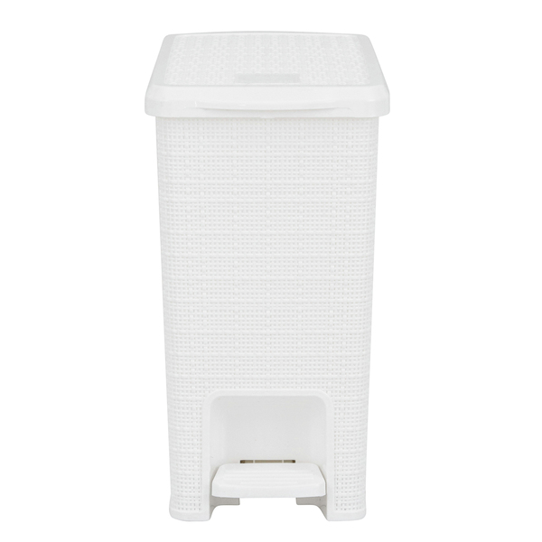 Lixeira para Cozinha 12L Plástico Pedal Branca Juta Nitron