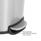 Lixeira para Cozinha 28L Metal Inox Pedal Prata Escovado Delinia