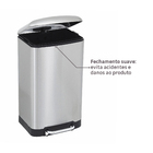Lixeira para Cozinha 30L Metal Inox Pedal Prata Delinia