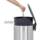 Lixeira para Cozinha 40L Metal Inox Pedal Cromada Importado