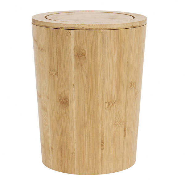 Lixeira para Escritório 10L Fibra Natural Bambu Basculante Bege Oikos