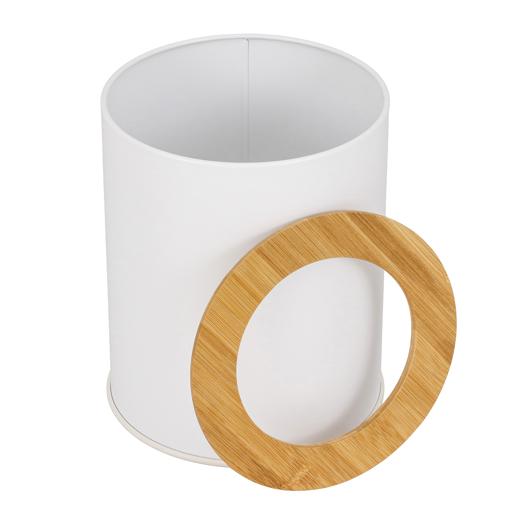 Lixeira de Metal e Bambu