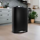 Lixeira Pedal Preta Em Aço Inox De 50 Litros Com Balde Interno