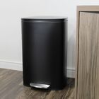 Lixeira Pedal Preta Em Aço Inox De 50 Litros Com Balde Interno