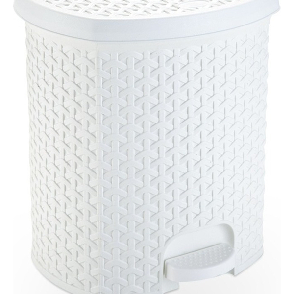 Lixeira Pedal Rattan 15 L Cozinha Banheiro Escritorio Branco
