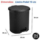 Lixeira Pedal Rattan 15 L Cozinha Banheiro Escritorio Preto