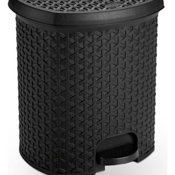 Lixeira Pedal Rattan 15 L Cozinha Banheiro Escritorio Preto