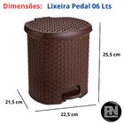 Lixeira Pedal Rattan 6 Lts Cozinha Banheiro Escritorio Café