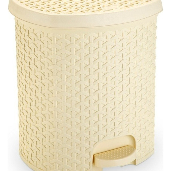 Lixeira Pedal Rattan 6 Lts Cozinha Banheiro Escritorio Creme