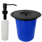 Lixeira Pia Cozinha Embutir 5 Litros Inox Preto Fosco Kit Dis