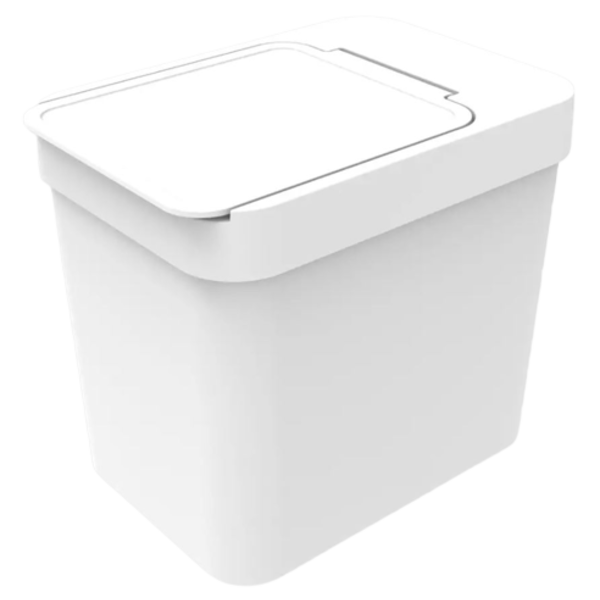 Lixeira Plástica 4l Branco Com Porta Sacos Tampa Abre Fácil