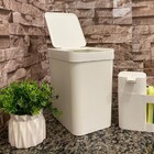 Lixeira Plástica 4l Branco Com Porta Sacos Tampa Abre Fácil