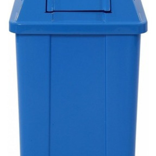 Lixeira Plástica Quadrada Com Tampa Vai - Vem 60 Litros Azul