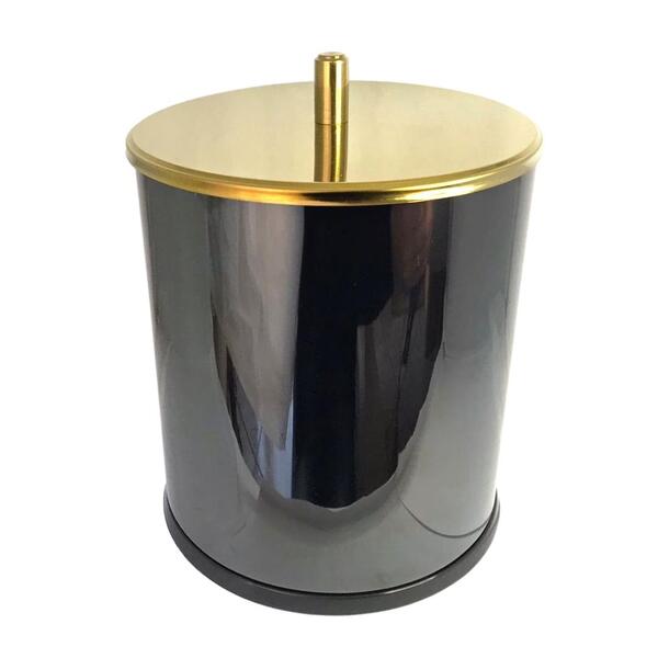 Lixeira Preta Brilhante Com Tampa Dourada Em Aço Inox 5l - By