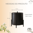 Lixeira Preta Cesto Banheiro 6 Litros Alumínio Suspensa Cozin