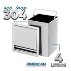 Lixeira Quadrada 4 Litros Com Tampa Inox Escovado Não Enferru