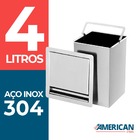 Lixeira Quadrada 4 Litros Com Tampa Inox Escovado Não Enferru