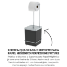 Lixeira Quadrada 6,5 Litros e Suporte para Papel Higiênico -