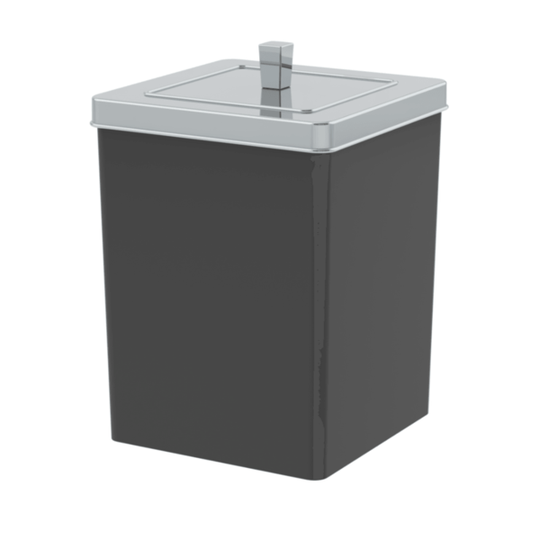Lixeira Quadrada 6,5 Litros Ref.530 - Preto/cromado