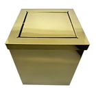 Lixeira Quadrada Dourada Em Aço Inox Com Tampa Basculante 15l