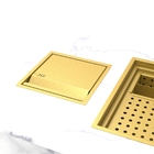 Lixeira Quadrada Pintada Dourado 3,9 L Para Bancada