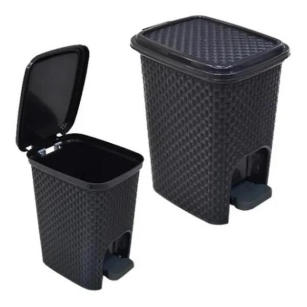 Lixeira Rattan Banheiro Com Pedal 7 Litros Multiuso Cesto Org