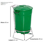 Lixeira Redonda 100 L Verde + Pedal De Aço Desmontável Jsn