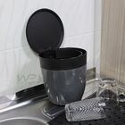 Lixeira Redonda 2 5l Compacta Para Pia Cozinha - Chumbo/preto
