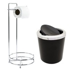 Lixeira Redonda 5lts Aro Cromado Com Suporte Em Aço Banheiro