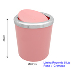 Lixeira Redonda 5lts Com Aro Cromado Cesto De Lixo Banheiro R