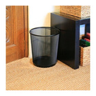 Lixeira Redonda Aço Preto Telada  Lixo Cesto Empresa Escritor
