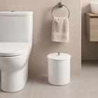 Lixeira Redonda Branca Em Poliéster Com Puxador Black Noir