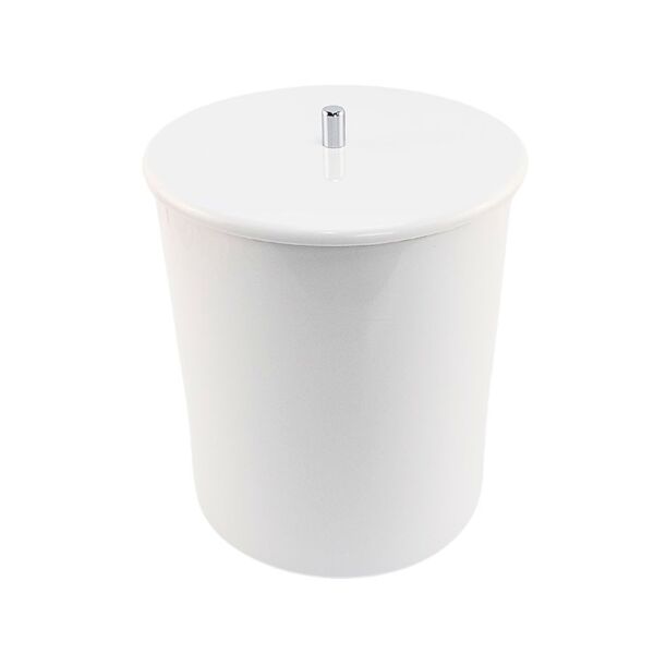 Lixeira Redonda Branca Em Poliéster Com Puxador Cromado